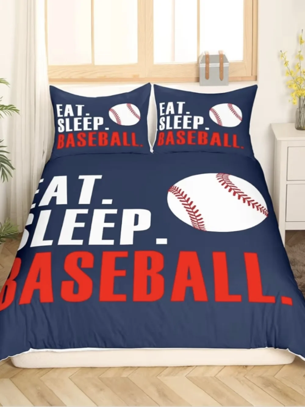 Eat Sleep Baseball TWIN Duvet Cover With Pillowcase